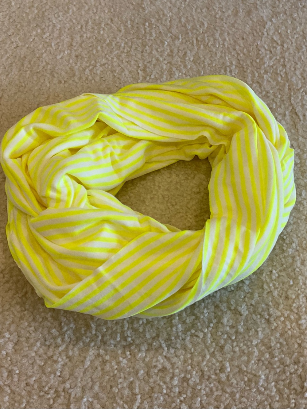 GAP Neon Yellow and White Striped Infinity Scarf